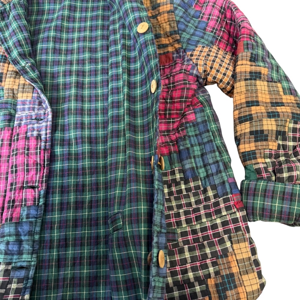Patch Magic Quilted Plaid Button Up Jacket Women'… - image 3